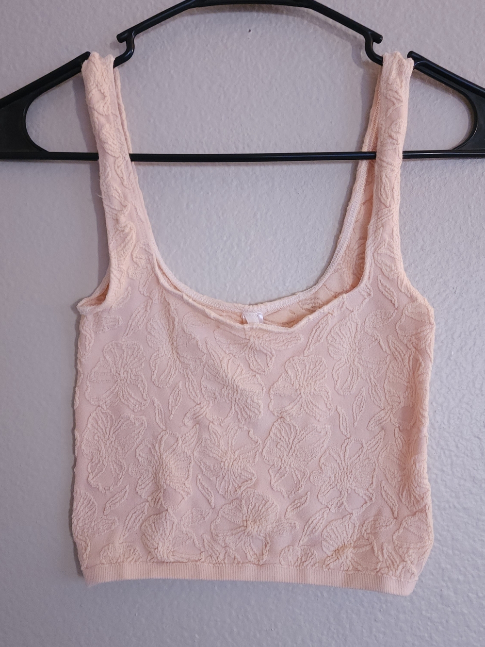 Anthropologie Textured Floral Tank Top - Pale Peach